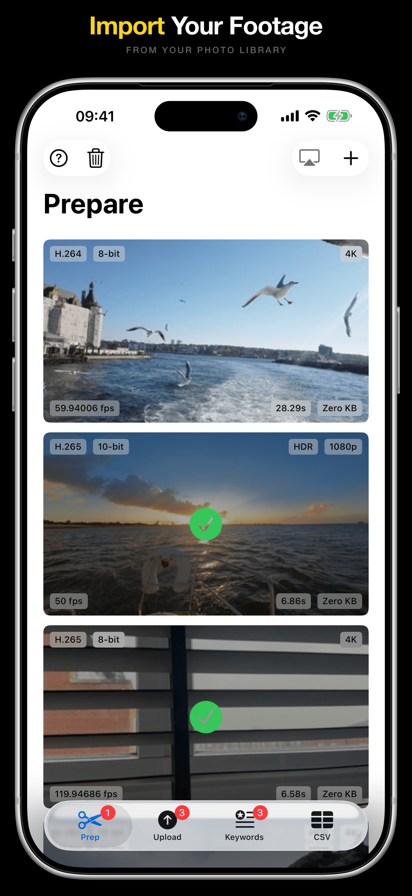 Brollr video import gallery